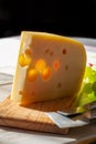 Dutch hard cheese Maasdam or Emmentaler, cheese with holes Royalty Free Stock Photo