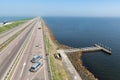 Dutch highway at the afsluitdijk between Friesland and Noord-Holland