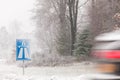 Dutch highway sign in winter
