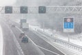 Dutch highway during winter snow