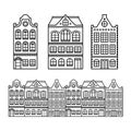 Dutch houses, Amsterdam buildings, Holland or Netherlands icons