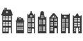 Dutch houses silhouettes set. Vintage laser cut facades of european buildings. Old stiled architecture of Holland and Royalty Free Stock Photo