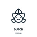 dutch icon vector from holland collection. Thin line dutch outline icon vector illustration. Linear symbol for use on web and Royalty Free Stock Photo