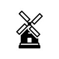 Black solid icon for Dutch, wind mill and energy Royalty Free Stock Photo