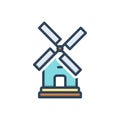 Color illustration icon for Dutch, wind mill and energy Royalty Free Stock Photo