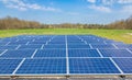 Dutch landscape with blue solar panels field Royalty Free Stock Photo