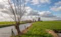 Dutch landscape with three windmills Royalty Free Stock Photo