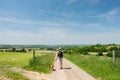 Dutch landscape with walking man Royalty Free Stock Photo