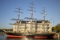 Dutch maritime museum with historic sail ship in front in Amsterdam Royalty Free Stock Photo