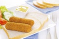 Dutch meat croquettes (kroket) Royalty Free Stock Photo
