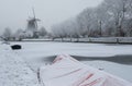 Dutch mill in winter in Zwolle