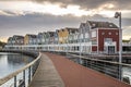 Dutch, modern, colorful vinex architecture style houses at water Royalty Free Stock Photo