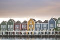 Dutch, modern, colorful vinex architecture style houses at waterside
