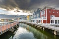 Dutch, modern, colorful vinex architecture style houses at waterside