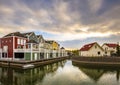 Dutch, modern, colorful vinex architecture style houses at waterside