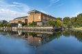 Dutch modern houses at the canal side Royalty Free Stock Photo