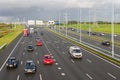 Dutch motorway A1 near Amsterdam with fourteen driving lanes