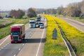 Dutch motorway near Lelystad with blooming rapeseed