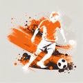 Dutch national football player. Netherlands soccer team. Dutch soccer poster. Abstract Netherlands football background