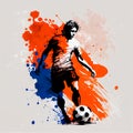 Dutch national football player. Netherlands soccer team. Dutch soccer poster. Abstract Netherlands football background