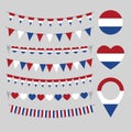 Dutch National holiday, love Netherlands decorative symbols, set of vector elements