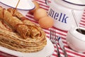 Dutch pancakes with syrup Royalty Free Stock Photo