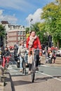 Dutch people on their bicycle, Amsterdam, netherlands.