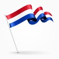 Dutch pin wavy flag. Vector illustration. Royalty Free Stock Photo