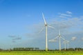 landscape with modern windturbines for the sustainable production of electricity Royalty Free Stock Photo