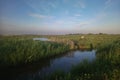 Dutch polder landscape on a spring evening Royalty Free Stock Photo