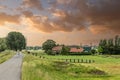 Dutch polder landscape during sunset Alphen aan den Rijn Royalty Free Stock Photo