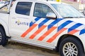 Police car in the Netherlands. Side view Royalty Free Stock Photo