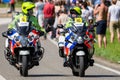 Dutch police officers patrolling on their motorbike during an event