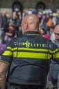 Dutch Policeman From The Back At Amsterdam The Netherlands Royalty Free Stock Photo