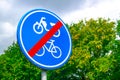 Dutch road sign end of moped and bike path