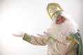 saint looks like a winter month from a fairy tale Sinterklaas portrait. USA on a white background. Dutch Santa Claus St