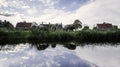 Dutch sheep reflection on the calm canal water