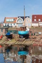 Dutch shipyard of Urk with historic fishing ships