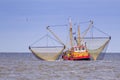 Dutch Shrimp fishing cutter vessel in action Royalty Free Stock Photo