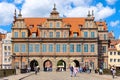 Dutch style historic Green Gate - Brama Zielona - at Long Market and Motlawa river in historic old town city center in Gdansk, Royalty Free Stock Photo