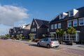 Dutch Suburban area with modern family houses, newly build modern family homes in the Netherlands, dutch family house Royalty Free Stock Photo