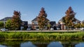 Dutch Suburban area with modern family houses, newly build modern family homes in the Netherlands, dutch family house Royalty Free Stock Photo