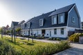 Dutch Suburban area with modern family houses, newly build modern family homes in the Netherlands, dutch family house Royalty Free Stock Photo
