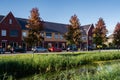 Dutch Suburban area with modern family houses, newly build modern family homes in the Netherlands, dutch family house Royalty Free Stock Photo