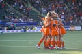 Dutch team celebrating a goal Royalty Free Stock Photo