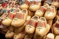 Dutch traditional wooden shoes for sale on a market in Amsterdam, Holland - July 27, 2012