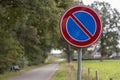 No parking sign in rural countryside road Royalty Free Stock Photo