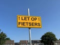 Dutch traffic sign warning for bicycles Royalty Free Stock Photo