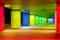 Dutch Travel Destinations. Mulitcolored Illuminated Rainbow Gallery Tunnel Near the NAI Building in the Nederlands Architecture Royalty Free Stock Photo