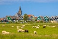 Dutch Village with colorful wooden houses and church Royalty Free Stock Photo